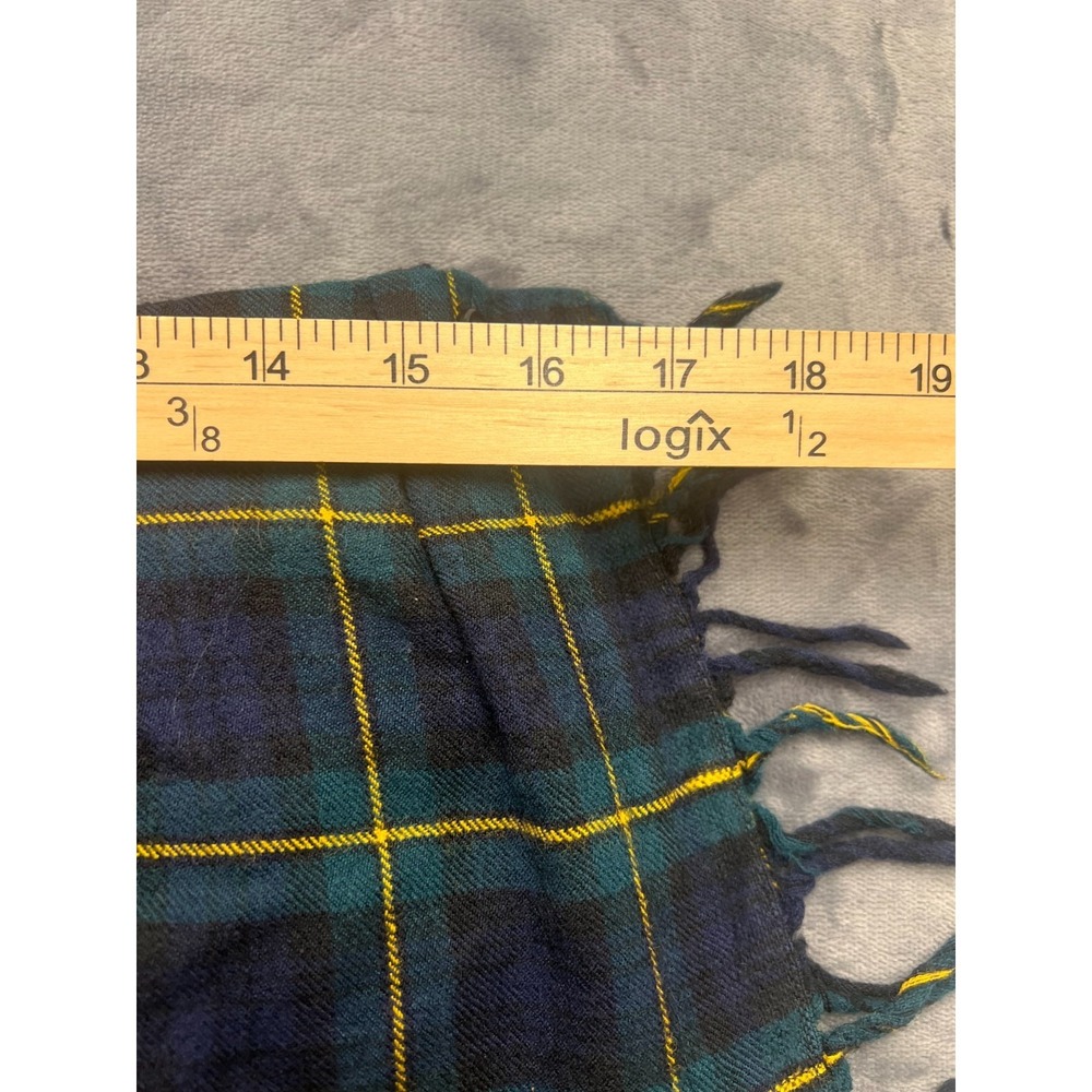 Unbranded Plaid Wrap Kilt Skirt Womens 34 Waist Navy Green Fringed Midi Academia - Picture 2 of 8